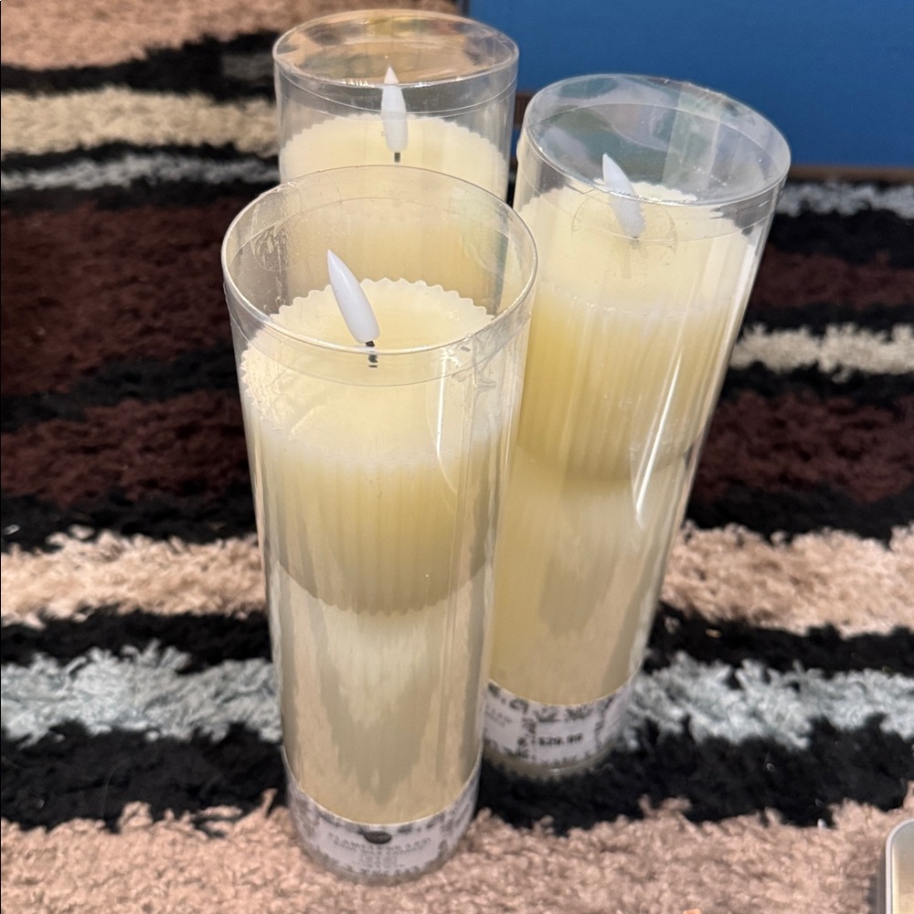 3 Flameless LED Real Wax Candles